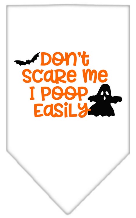 Don't Scare Me, Poops Easily Screen Print Bandana White Large